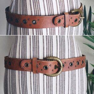 Fossil Bohemian Leather Belt Grommets Studded size Medium